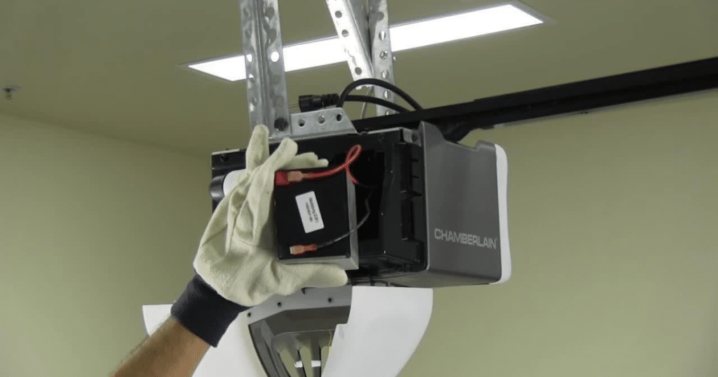 Backup battery install in garage opener.